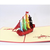 Handmade 3d Pop Up Card Vintage Medieval Galleon Boat War Ship Battleship Birthday Wedding Anniversary Mother's Day Father's Day Moving Home